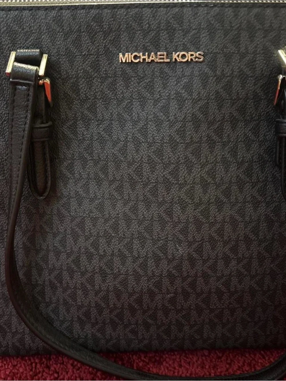 Michael Kors Black Signature MK Tote with Silver Hardware
